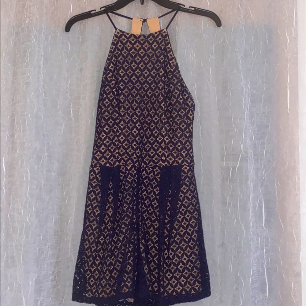 Blue and Tan Lace Romper
